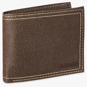 Levi's Brown Leather Wallet for Men. Bi-fold 9 credit card slots RFID protection